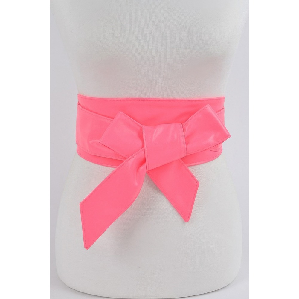 Wrap Belt Womens Neon‎ Pink New Faux Leather Cinch Waist